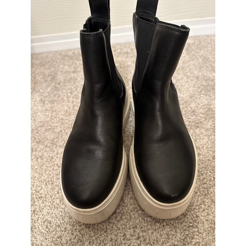 J/Slides Black Leather Rubber Sole Platform W's Riley Chelsea Boot, 6 - Picture 10 of 11